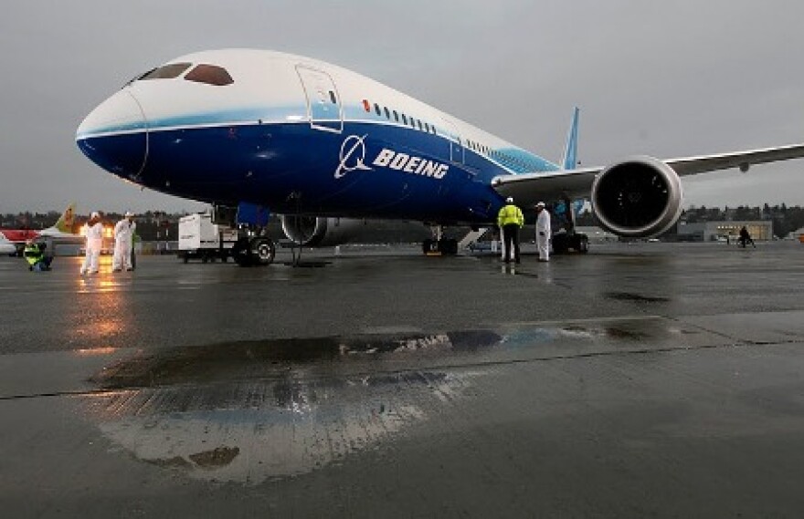 The first production Boeing 787 is seen on the tarmac after it's first flight in Seattle, Wash. on Tuesday, Dec. 15, 2009.