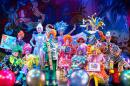 A photo featuring the colorful cast of characters from "Pomp, Snow & CIRQUEumstance," a children's book turned holiday play written by Broadway director Neil Goldberg.