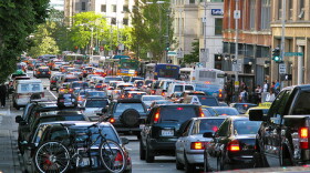 A traffic jam from previous busy weekend in Seattle.
