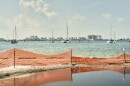 A public beach area eroded by storm surge from last season's Hurricane Helene in Gulfport, Fla.