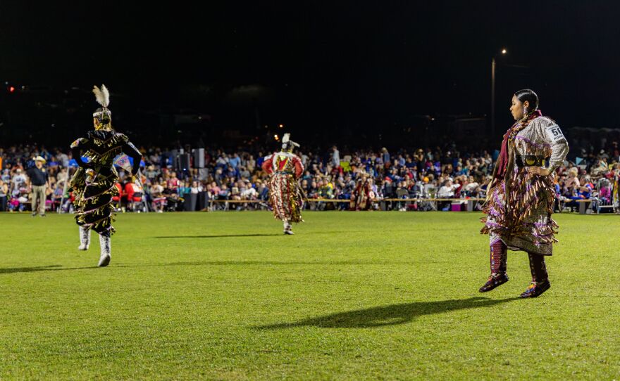 Jingle dancers at Cherokee National Holiday inter-tribal powwow