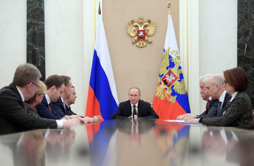 Russian President Vladimir Putin chairs a meeting on economic issues in the Kremlin in Moscow, Russia, Wednesday, Jan. 18, 2017. (Alexei Druzhinin/Sputnik, Kremlin Pool Photo via AP)