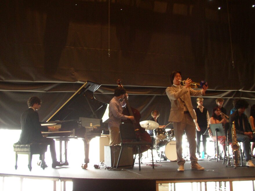 Student Timothy Park rehearses with Garfield Jazz I the day before their Essentially Ellington performance at Jazz at the Lincoln Center in New York.