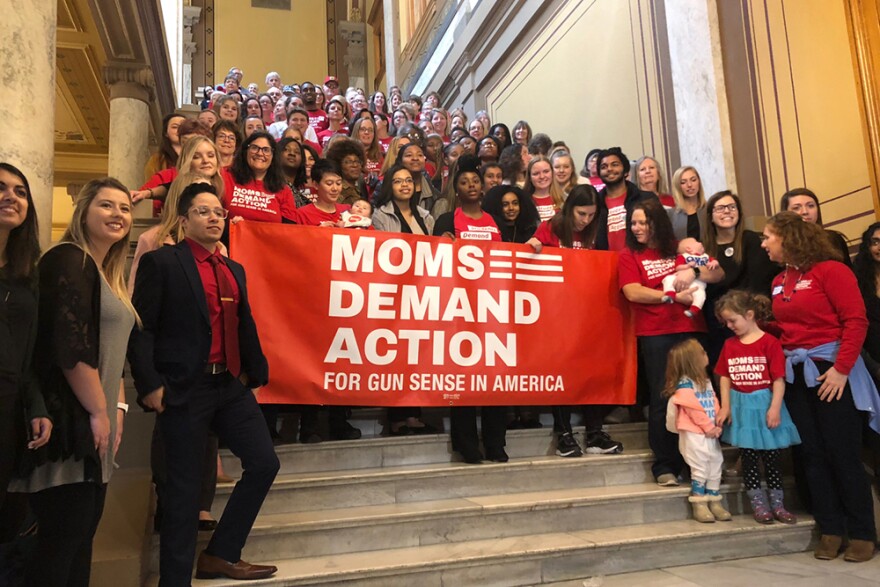 Moms Demand Action Indiana had over 200 volunteers turn out for the annual advocacy day at the statehouse. (Carter Barett/WFYI News)