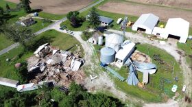 Tornado damage is pictured near Plymouth.