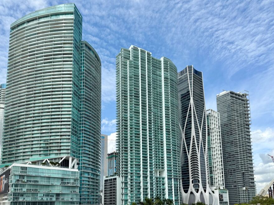 Buildings in downton Miami on Nov. 6, 2025. (Tom Hudson/WLRN)