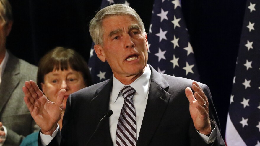 Sen. Mark Udall, D-Colo. delivers his concession speech to Democratic supporters at the Colorado Democrats election night party, Tuesday in Denver.