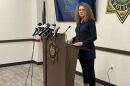 Reno City Manager Jackie Bryant speaking at a Reno Police Department press conference on Tuesday, May 12.