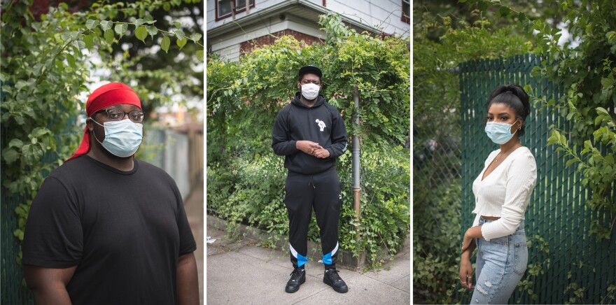 <strong>From left:</strong> Jamar Thompson, 17; Jaheim Birch-Gentles, 17; Brianna Johnson, 18, in Brooklyn, N.Y.