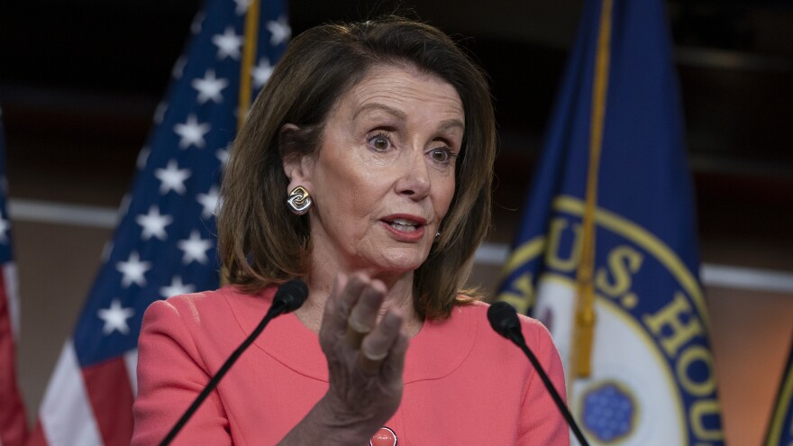 Speaker of the House Nancy Pelosi talks to the media at a news conference on Capitol Hill on May 2.