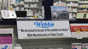 This sign appears in Harry Webbâ€™s Family Pharmacy in Rochester, Indiana.