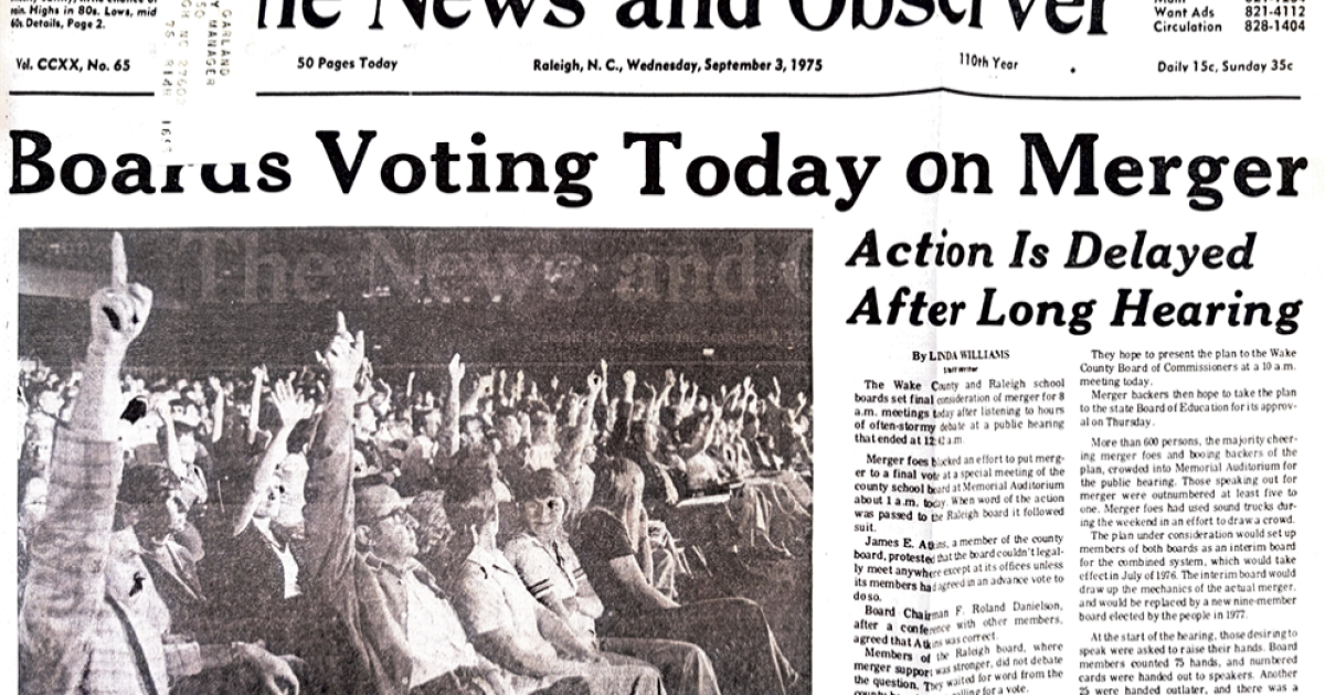 50 years ago, Raleigh City Schools and Wake County Schools merged
