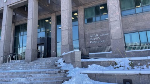 The front steps of Nashua Street Jail in Boston, run by the Suffolk County Sheriff's Office.