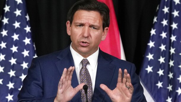 Florida Gov. Ron DeSantis speaks on Wednesday, Feb. 15, 2023, at Palm Beach Atlantic University in West Palm Beach.