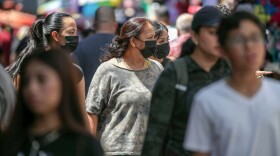 Sustained jumps in cases and hospitalizations fueled by the hyper-infectious BA.5 subvariant pushed Los Angeles County into the high COVID-19 community level Thursday, a shift that could trigger a new public indoor mask mandate by the end of this month unless conditions improve.(Irfan Khan / Los Angeles Times via Getty Images)