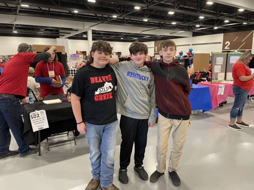 Left-Beaver Creek Middle School's Eddie Von Martin and two classmate competitors