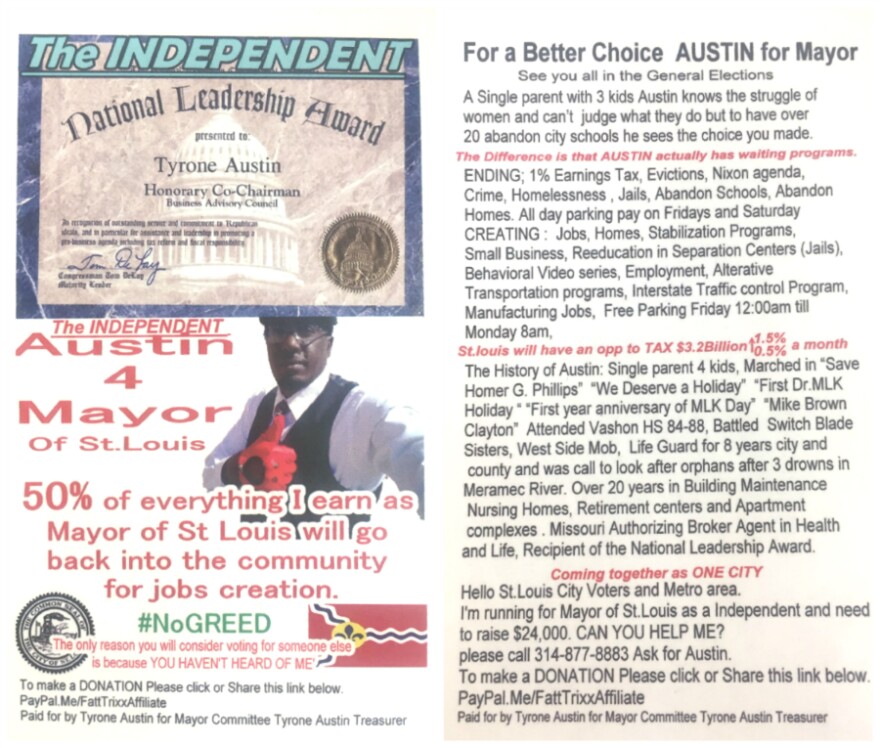 Tyrone Austin's campaign flier