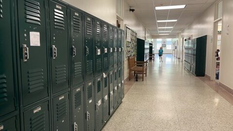 Pictured is a hallway at River Oaks Elementary School, a Houston ISD campus. 