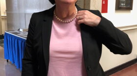 Former Syracuse Mayor Stephanie Miner prepares to meet with reporters at the state Capitol Tuesday to talk about her run for governor