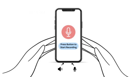 A diagram shows a phone held to a pregnant person's belly. The phone says "press button to start recording."