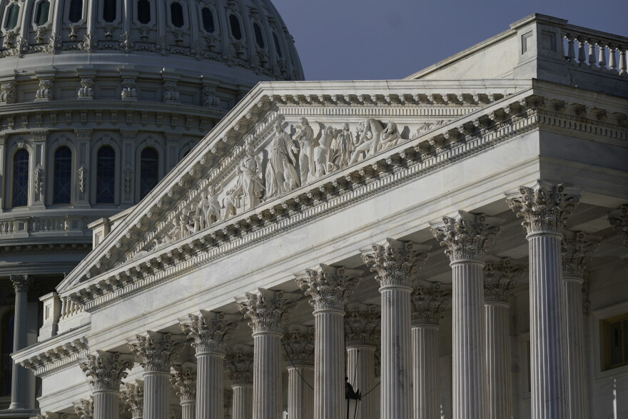 Sunlight shines on the U.S. Senate wing of the Capitol building on Capitol Hill in Washington, Wednesday, Oct. 27, 2021. 