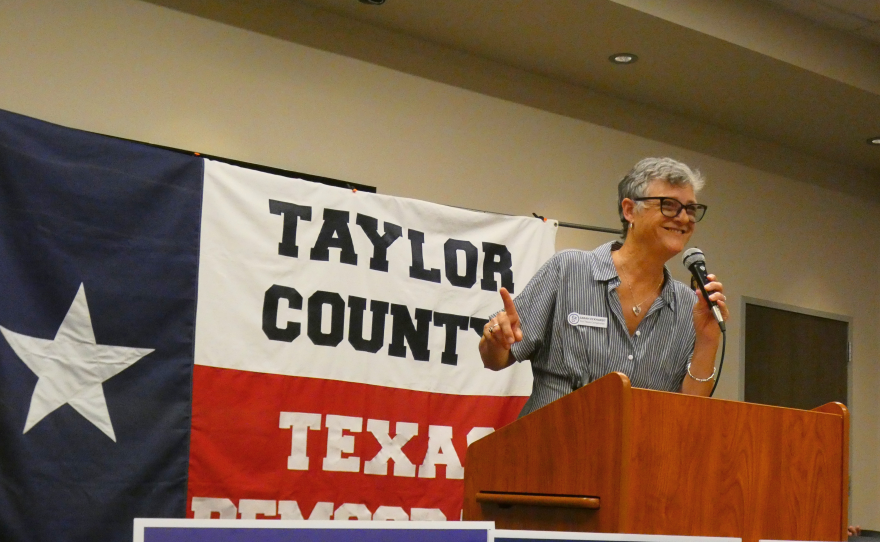 State Sen. Sarah Eckhardt, the Democratic nominee for Texas comptroller, speaks.