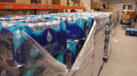 Pallets of water are delivered to the Santee Sioux Nation Distribution Center every two weeks thanks to a one time grant from the Bureau of Indian Affairs. Residents of Santee, Nebraska have had to drink bottled water since the EPA issued a no drink order to the community in 2019.