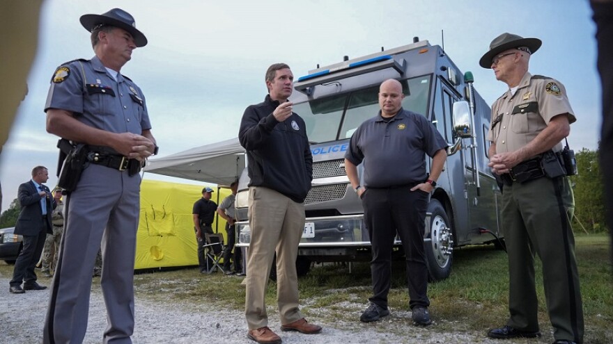 Governor Beshear meets with officials on the ground in Laurel County as the manhunt for the I-75 shooter continues.