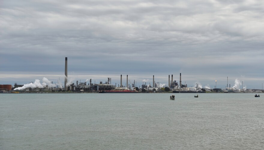 Sarnia, Ontario is the eastern terminus of Line 5. It starts in Superior, Wisconsin, spans the Upper Peninsula of Michigan, crosses at the Mackinac Straits on its way to Sarnia's Enbridge facility.