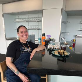 Chef Elena Terry sits in the Madison Museum of Contemporary Art's rooftop lounge after discussing the details of the her new restaurant, Tall Grass.