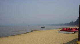 Smoke shrouds Lake Tahoe during the peak of the Caldor Fire early this month.