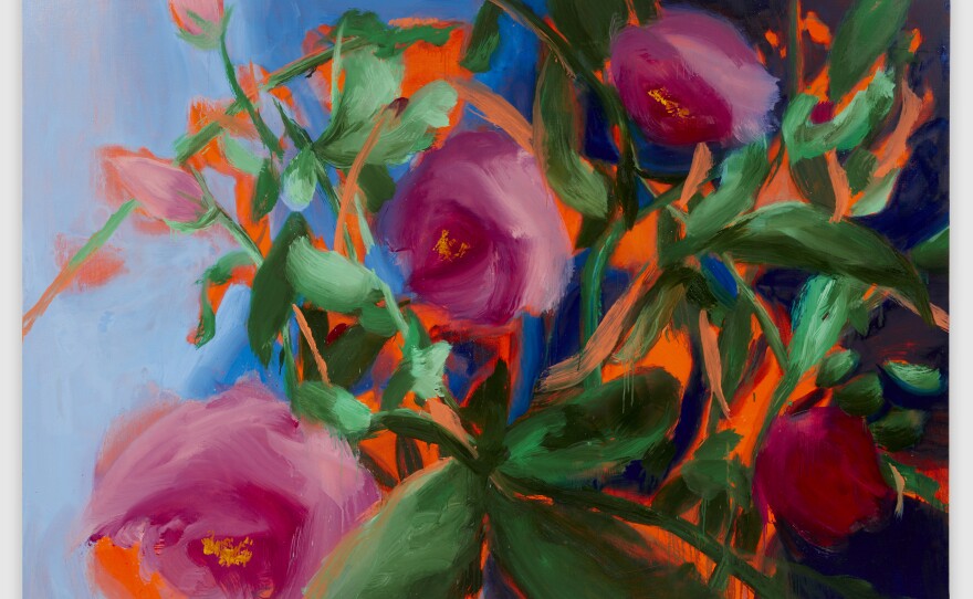 Nicole Wittenberg, “Climbing Roses 4” (2024), Oil on canvas. Courtesy of the artist. / Credit: Dave Clough