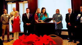 Blair Milo, secretary of Career Connections and Talent, reads a proclamation from Gov. Eric Holcomb making Hamilton County a talent region.