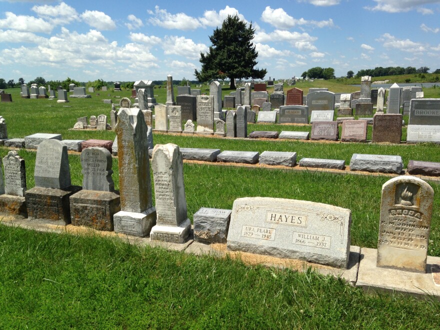 Many headstones and markers at the Hardin Cemetery were recovered after the floods, but the caskets and bodies were never located.