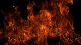 Flames on a dark background