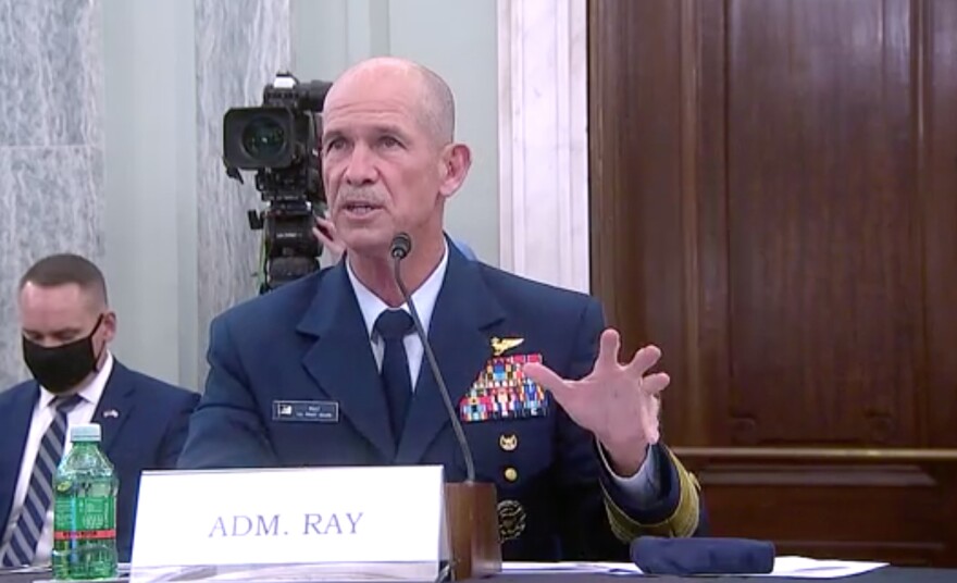 Coast Guard Vice Commandant Charles Ray testifies at a U.S. Senate hearing Dec. 8, 2020 (Still from U.S. Senate video)