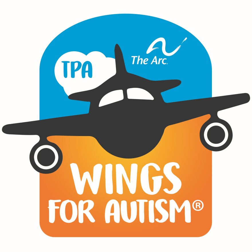 An image with "Wings for Autism" with the airport code for Tampa International and the logo for the Arc Foundation
