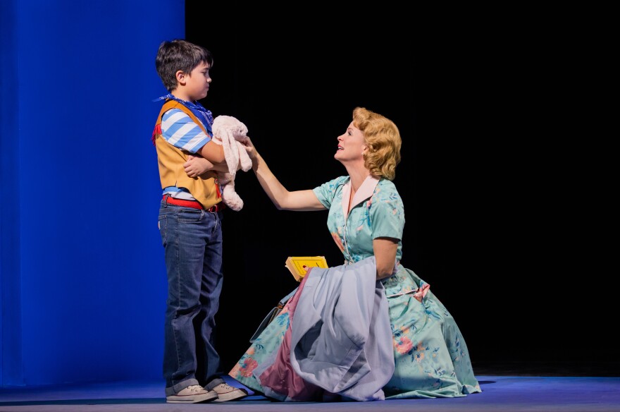 Kai Edgar as Richie and Kelli O'Hara as Laura Brown