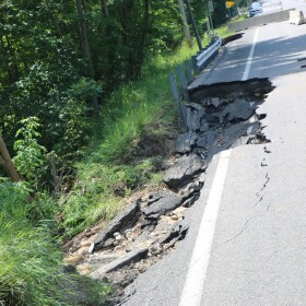 Severe washout on highway M-88 near US-31 in Eastport. (Photo : Austin Rowlader / IPR News)