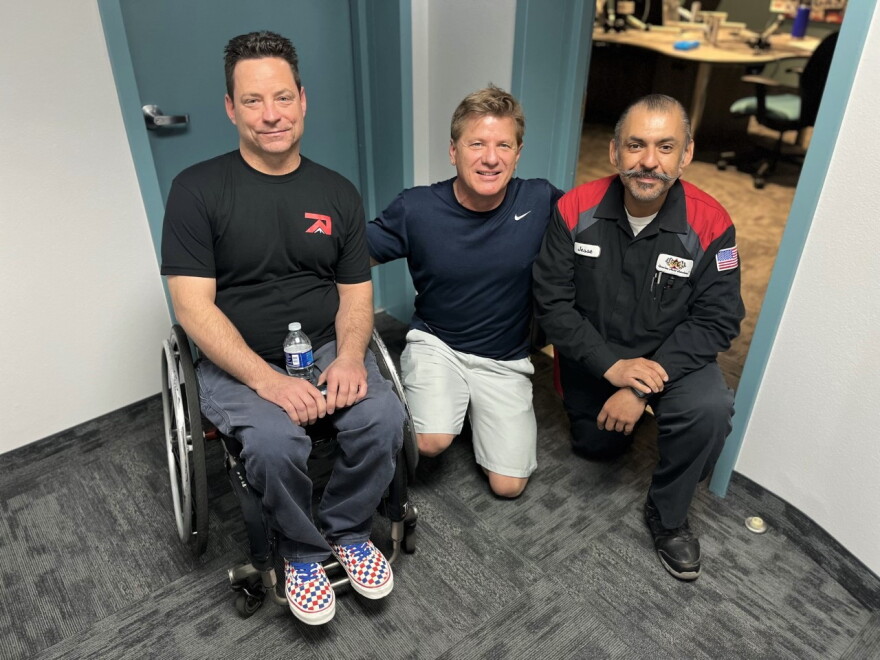 Sean McGuigan (L) and Jesse Moreno (R) with State of Nevada host Joe Schoenmann.