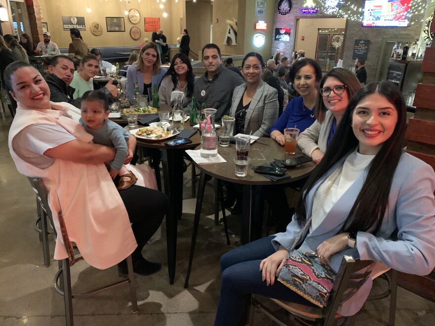 Gabe Vasquez's family at Amador Live on election night, with his mother and sister at right.