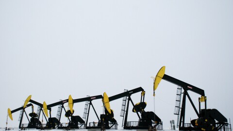 Bakken oil fields in the winter.