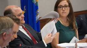 Sen. Mae Flexer, right, pictured in 2019, has supported additional funding for nursing homes and other nonprofits. She and other legislators are asking for an investigation into spending at a Windham nursing home.