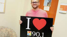 Musician Josh Kaufman outside the 90.1 WFYI studio.