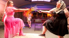 Lily Belle Czartorski (left) and Danielle Wright (right) in Opera MODO's production of D[x]n Pasquale