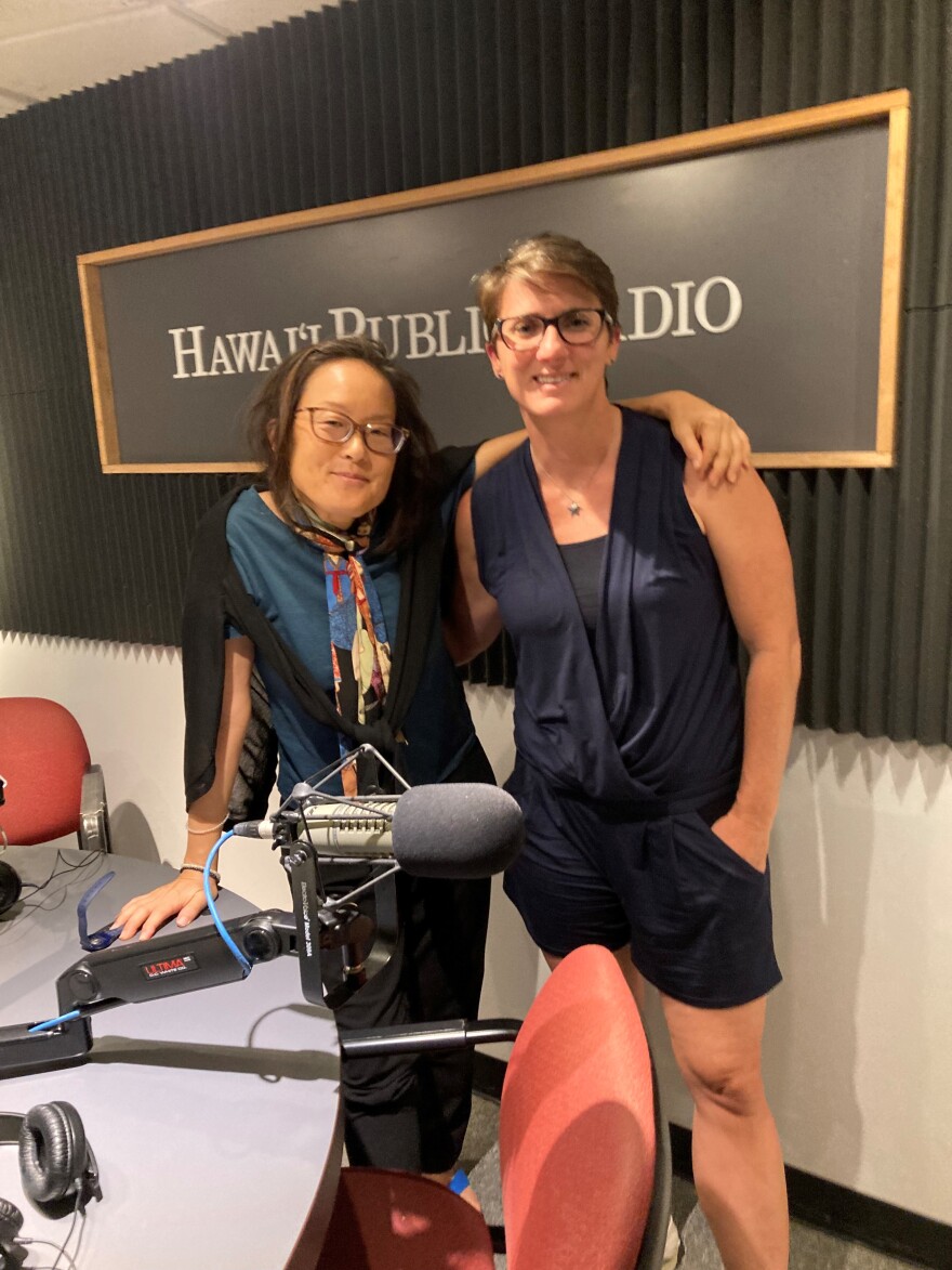 Buffy Cushman-Patz, executive director of SEEQS, with The Conversation's Stephanie Han.