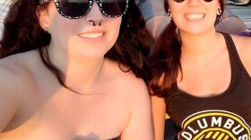 Friends Cait Wingfield and Amanda Wisniewski at a Columbus Crew game.