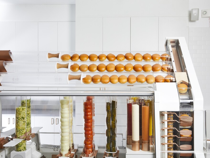 The burger-making robot at Creator, an automated restaurant in San Francisco.