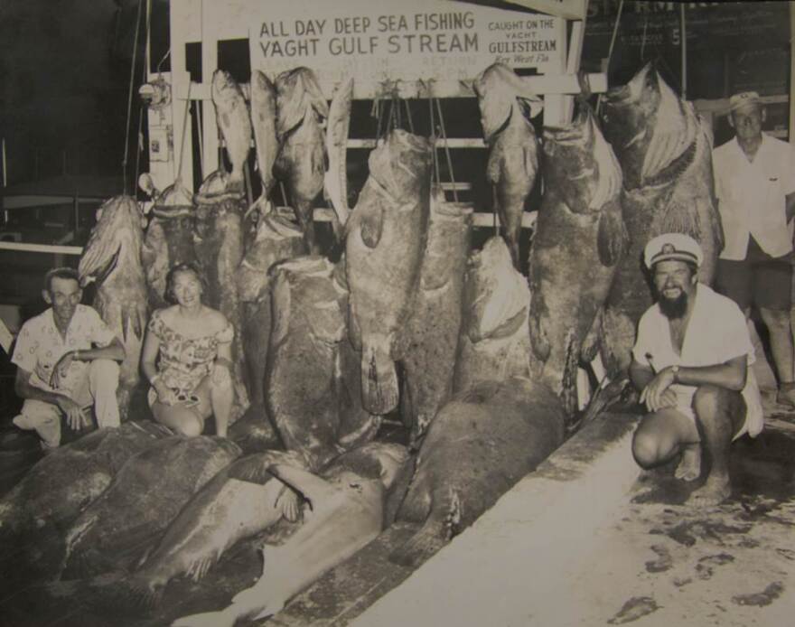Fishing pride circa April 1957 — several "Big Ones" were nearly as large as the men who caught them.
