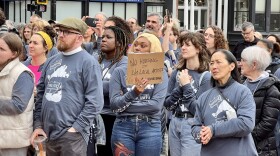 Martha's Vineyard and Nantucket residents visited the State House on Thursday for a rally and meetings with legislators, calling for a real-estate transfer fee to support affordable housing.
